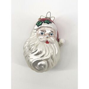 BK Collectibles Lumiere Blown Glass Santa Claus Head Christmas Ornament 5” 1998